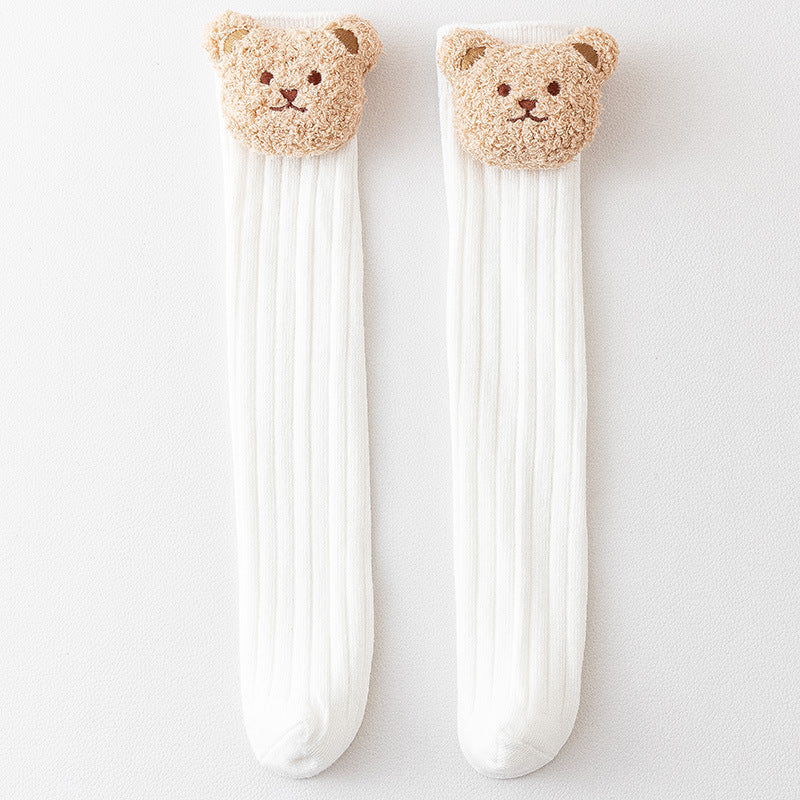 Bear Cub Cozy baby socks in white