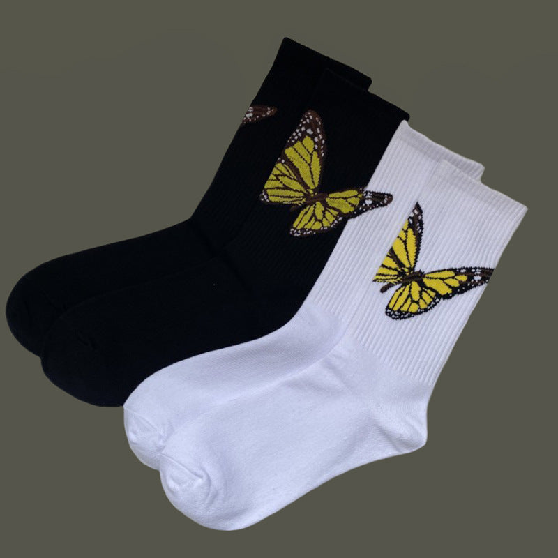 Butterfly Socks black and white