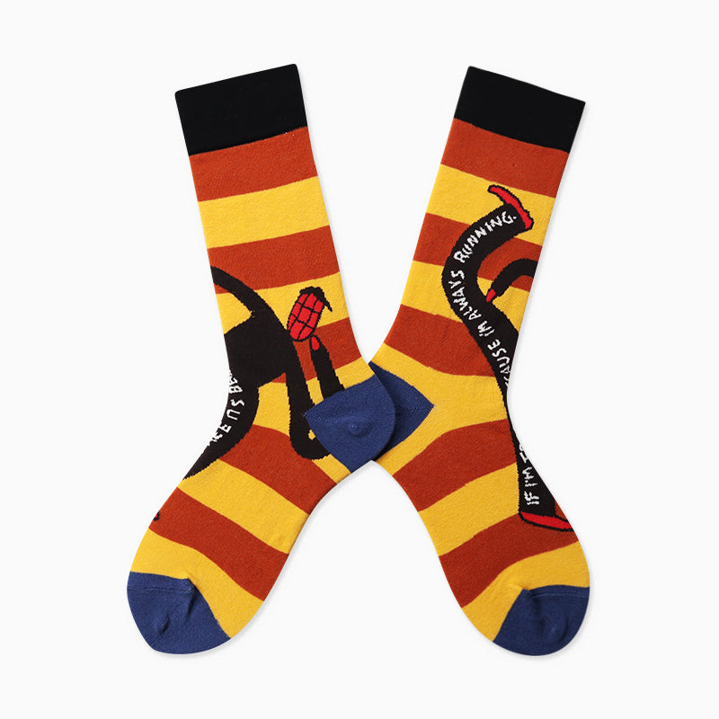 Canvas of Creativity Crew Sock in yellow stripe