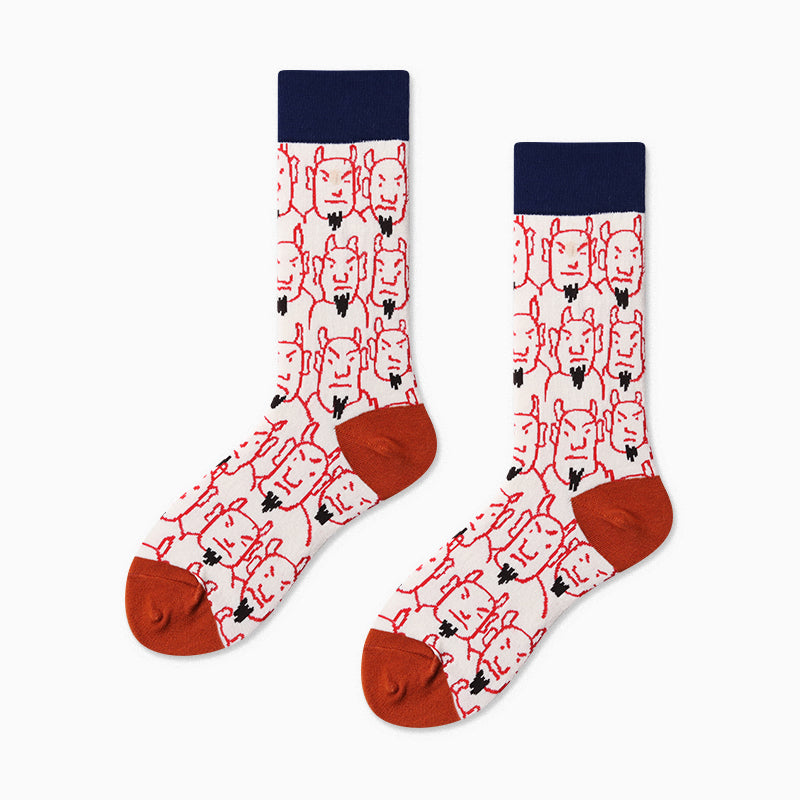Canvas of Creativity Crew Sock in white with red face