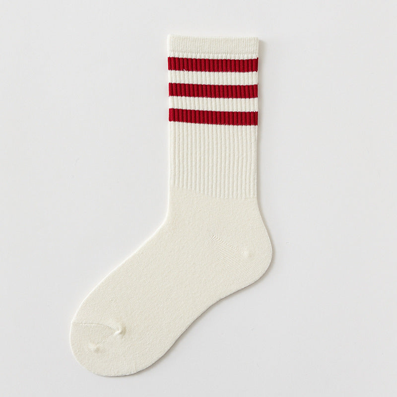 Classic Stripes Socks in white with red stripe