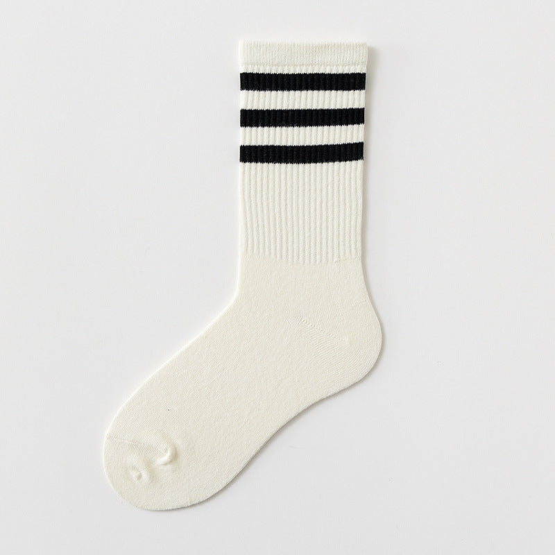 Classic Stripes Socks in white with black stripe