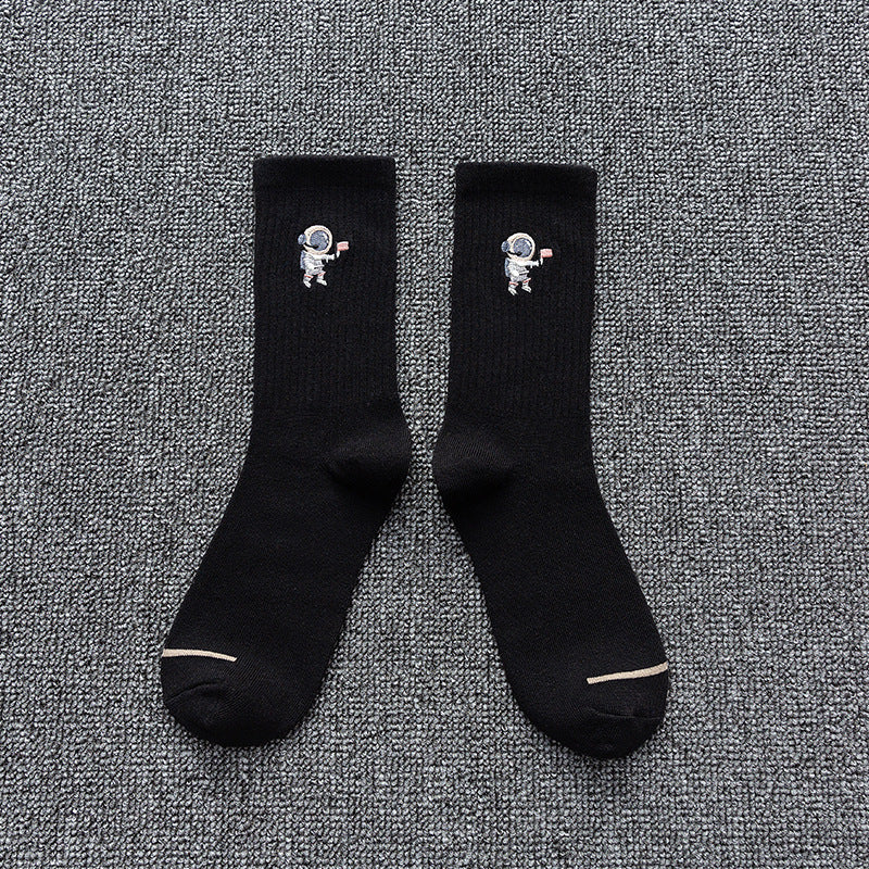 CosmicWalk Astronaut Embroidered Socks in black
