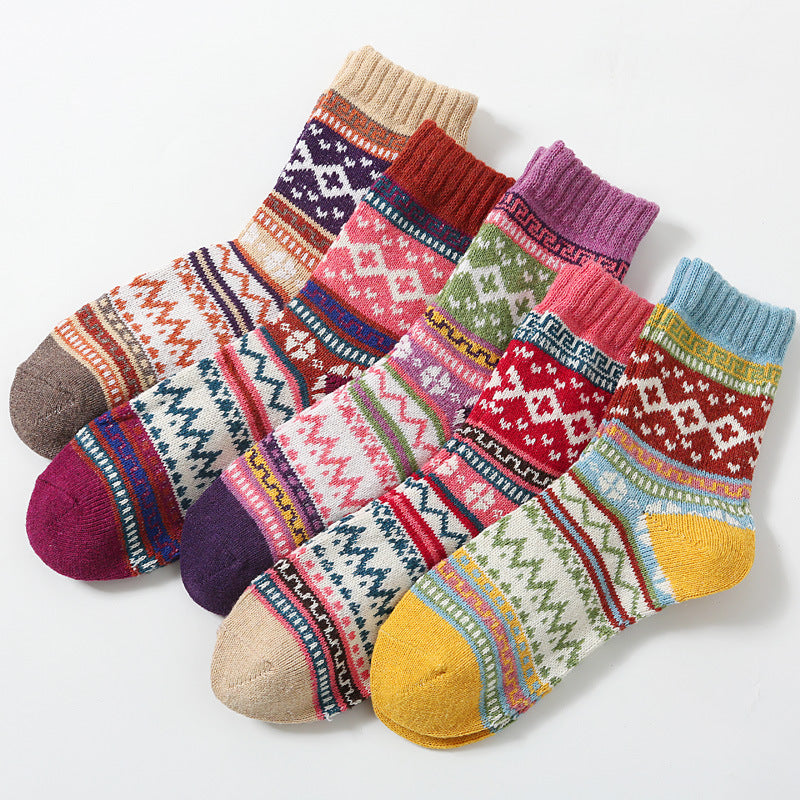 Cozy Mosaic Woolen Socks 5 pairs