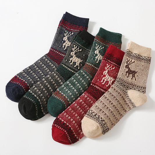 Cozy Mosaic Woolen Socks in 5 pairs