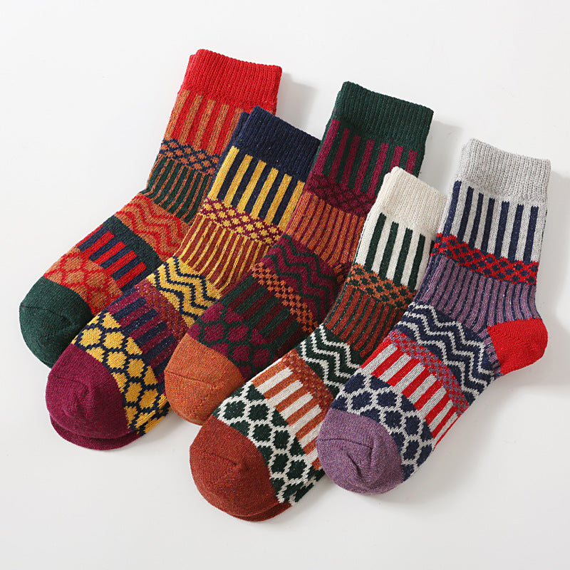 Cozy Mosaic Woolen Socks in 5 colors