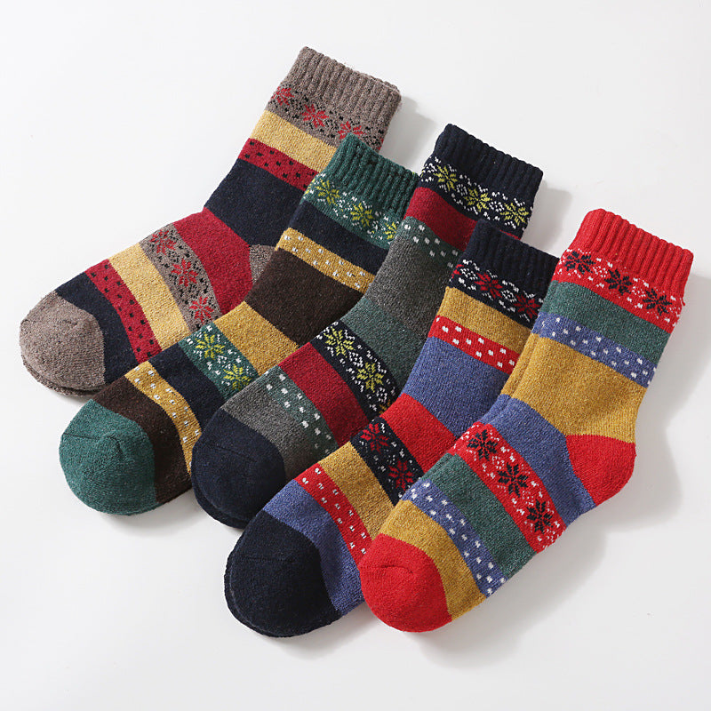 Cozy Mosaic Woolen Socks in stripe