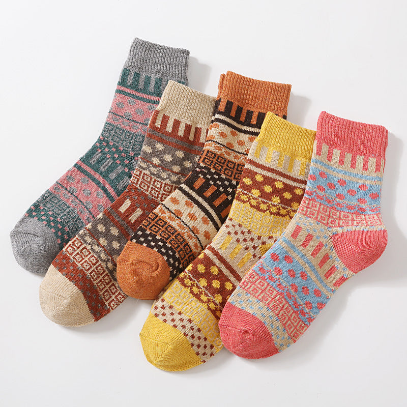 Cozy Mosaic Woolen Socks in 5 difference colors