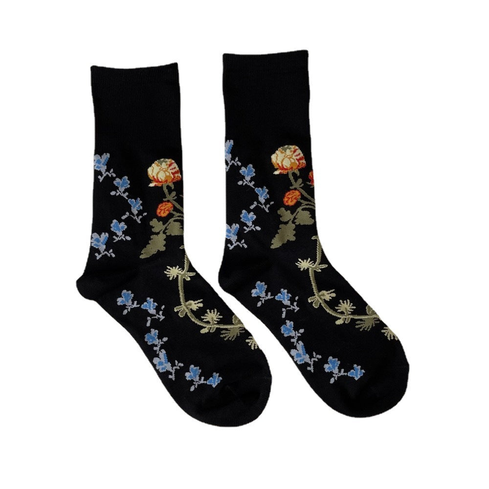 Bloomstep floral socks crew front picutre