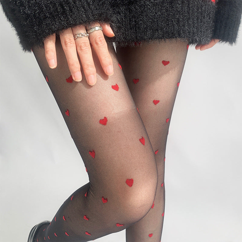 Heart Hype Tights with Red heart