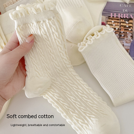 Soft White Cotton Socks Style 1