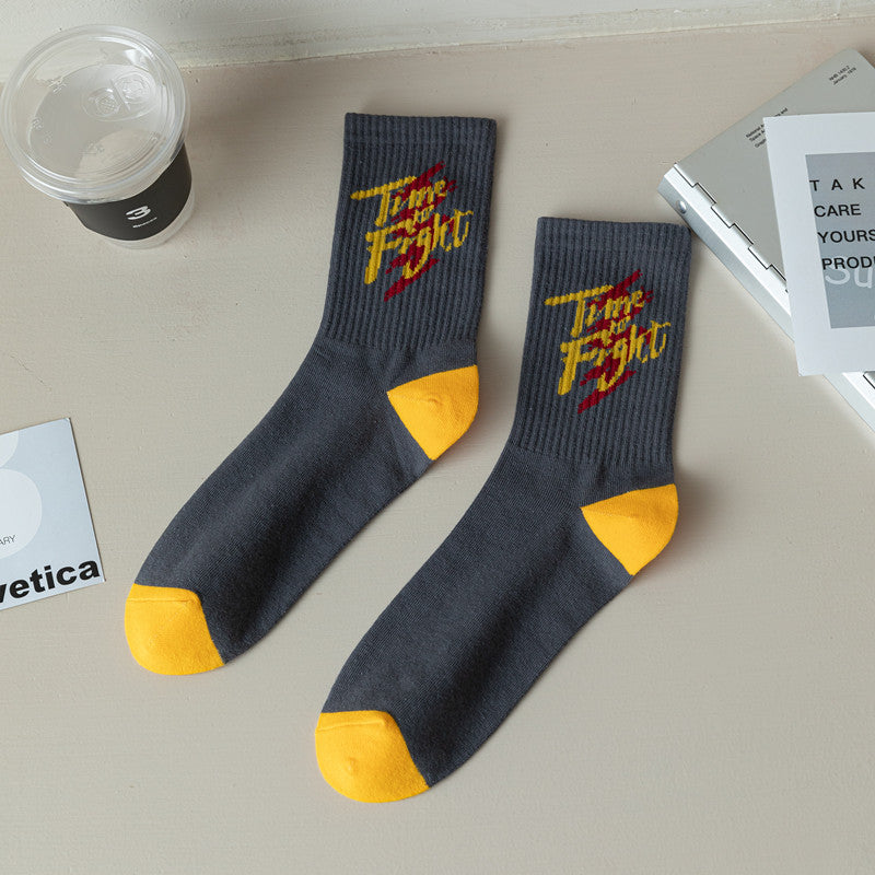 Crewsocks in grey with time to fight logo