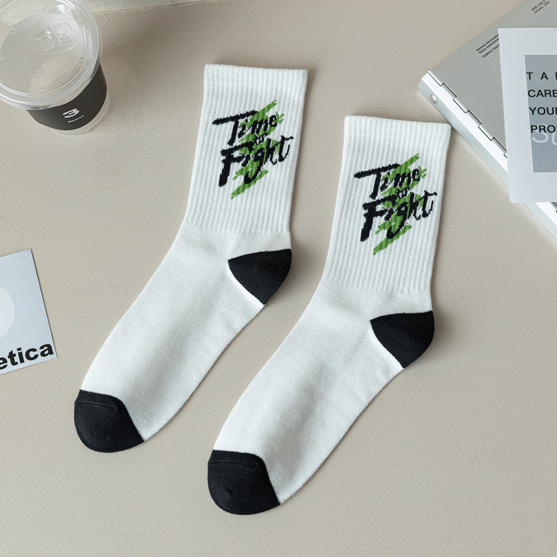 Crewsocks in white with Time to fight logo