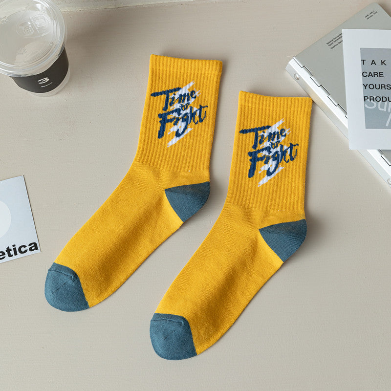 Crewsocks in yellow with time to fight as logo