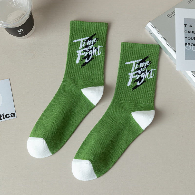 Crewsocks in green with time to flght as logo