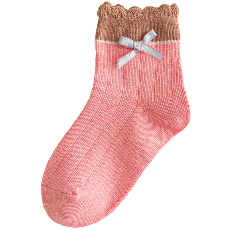 Bow baby socks in pink
