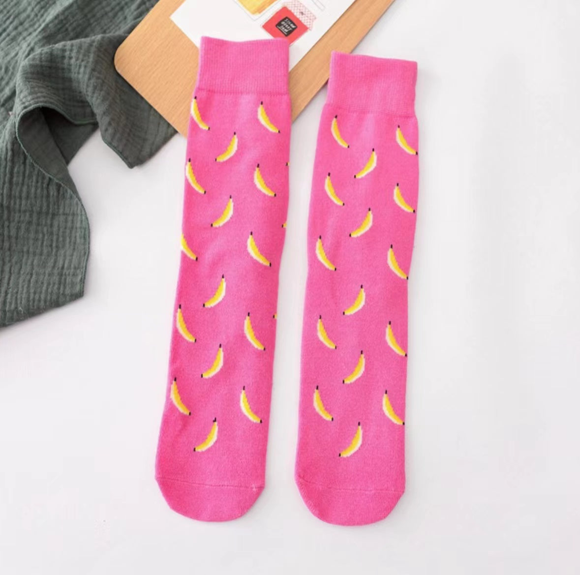 Pink banana socks front picture
