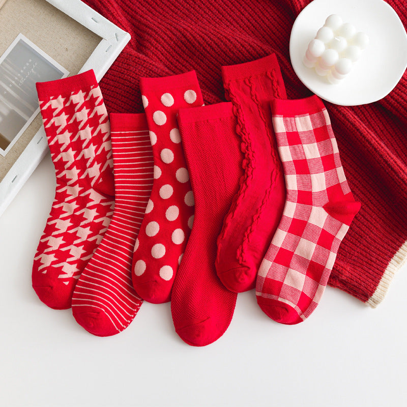 Radiant Reds Festive Socks 5 paris varies styple front picture