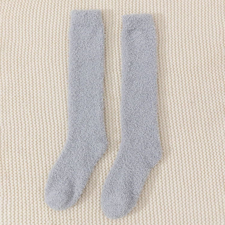 soft knee high socks in grey