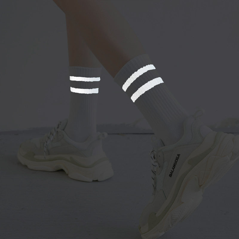 Reflective Stripe Socks in white 