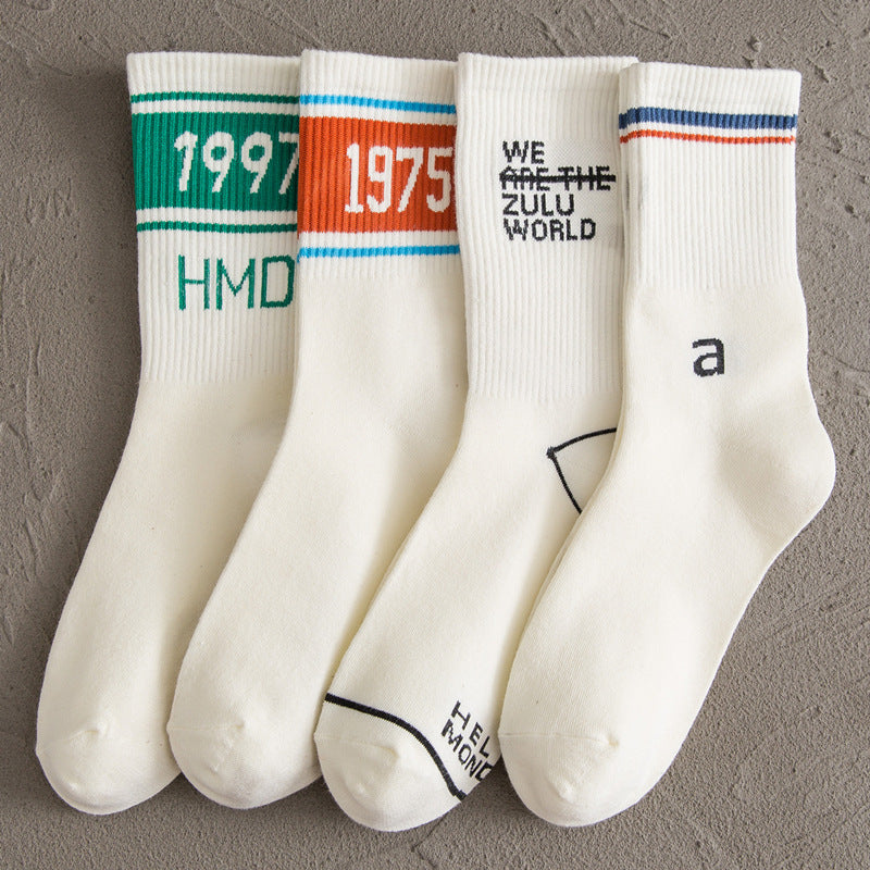 RetroVibes Sock Quartet 4 pairs in white