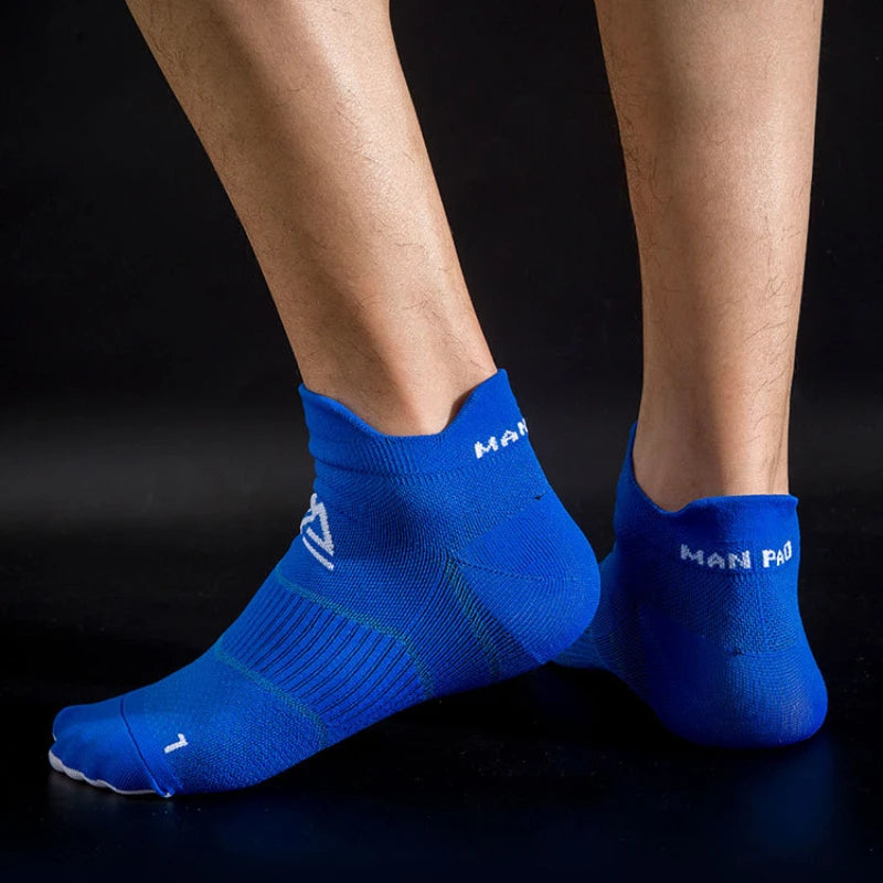 performance socks in blue on Model