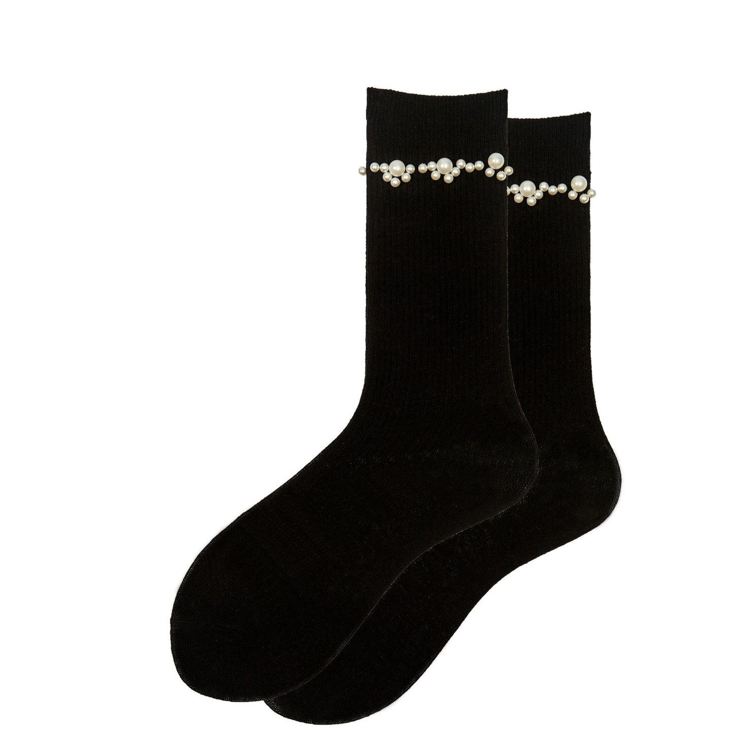 Socks with pearls in black