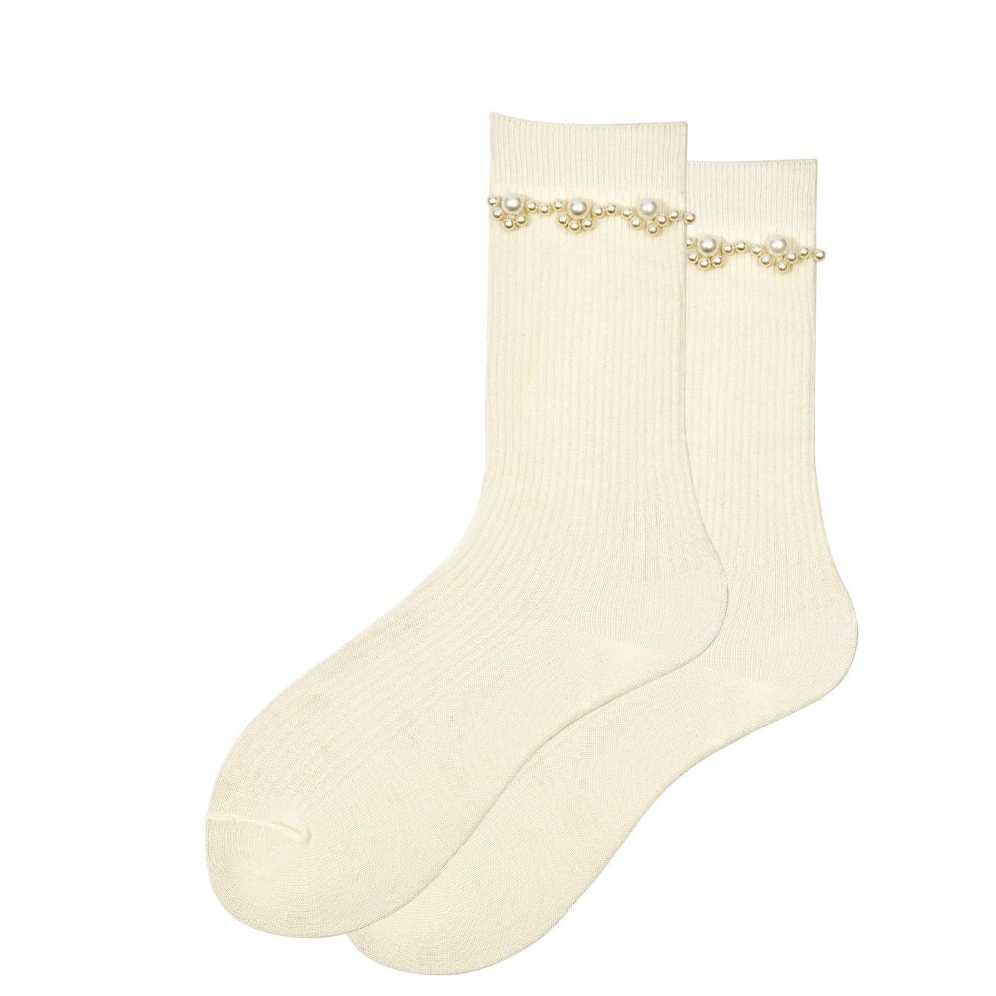 Socks with pearls in white