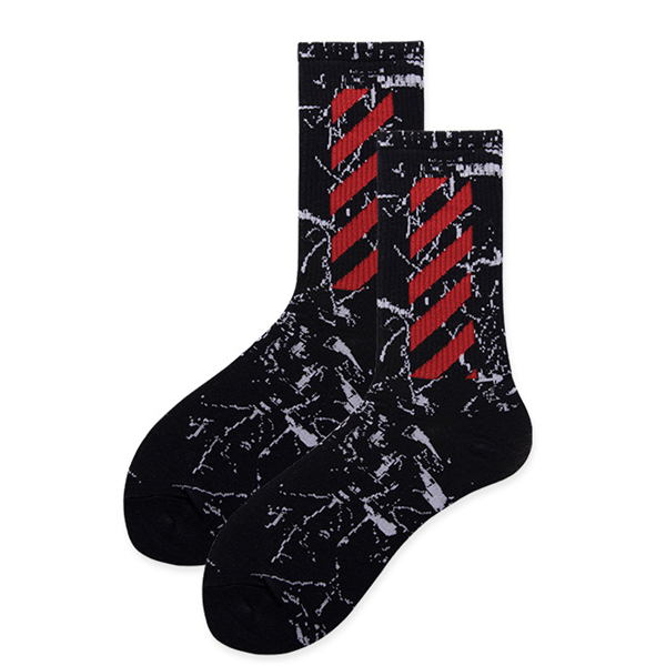 Urban Rebel Crew Socks with red stripe front picture