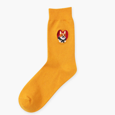 Vintage Socks in Yellow with doggy logo