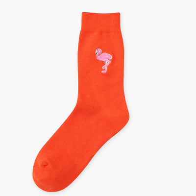 Vintage Socks in orange with Flamingo logo