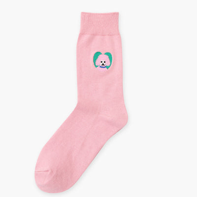 Vintage Socks in pink with puppy logo