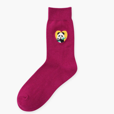 Vintage Socks in darkpink with panda logo