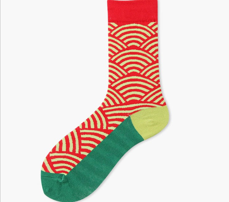 Vivacity Vibe Crew Socks in red japanese style