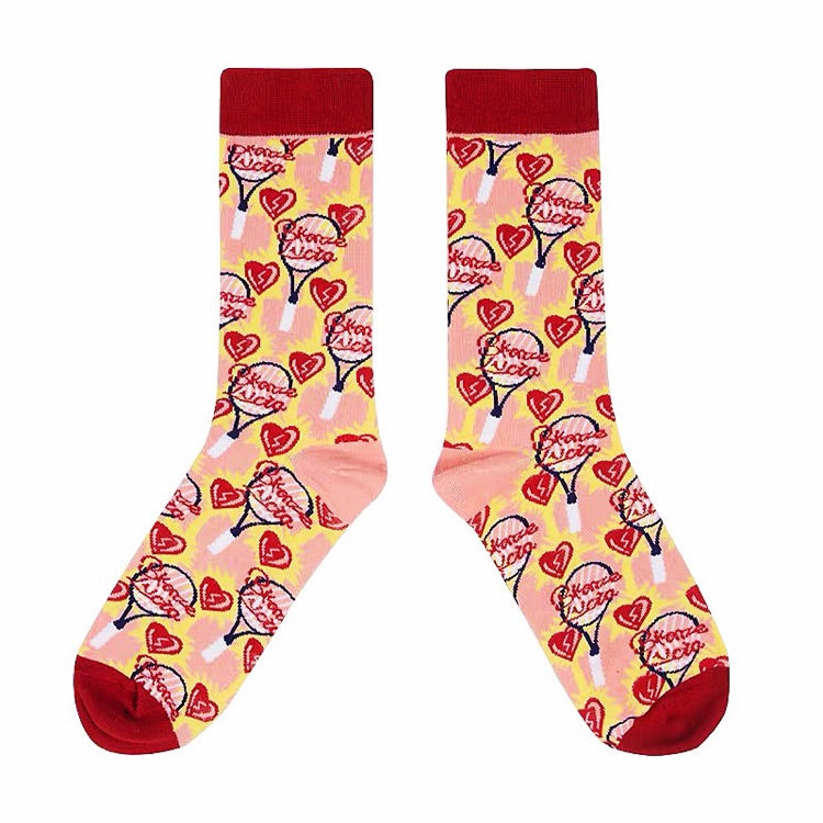 WhimsyWalk Artistic Socks red heart in red pront picture