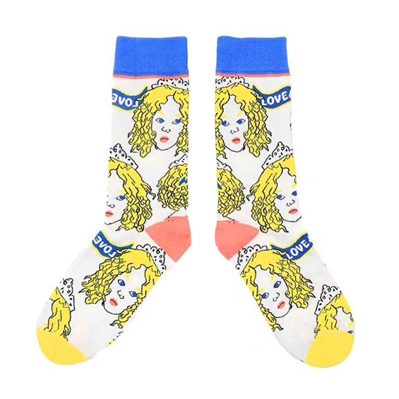 WhimsyWalk Artistic Socks Blonde lady front picture