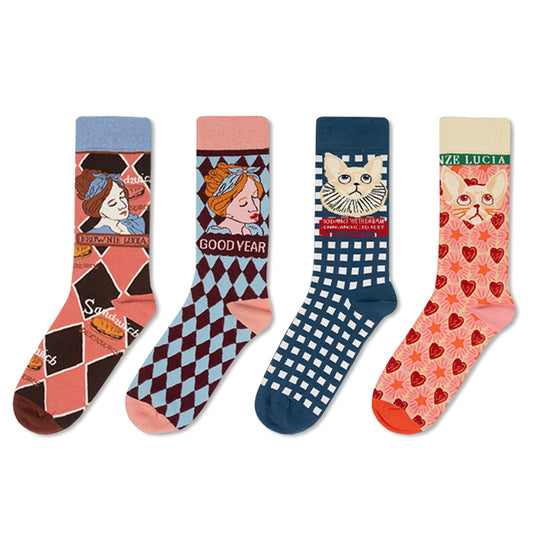 WhimsyWalk Artistic Socks Collection 4 Pairs