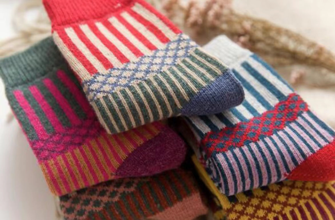 Wool socks close look varies vintage style