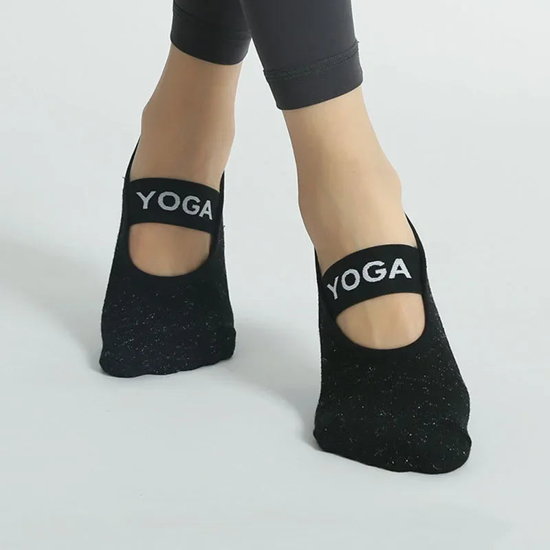 ZenFlex Yoga Socks in black front picture